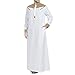 Thobe for Men Kaftan Muslim Clothes Kurta Robe Nightgown Tunic Fashion Wedding Long Sleeve Plus Size with Pockets Bathrobe Soft Crewneck Solid Fitted Bathrobe Khaki