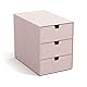 BIGSO INGRID Schubladenbox für Dokumente und Bürobedarf – Schreibtisch Organizer mit 3 Schubladen – Ablagesystem aus 100% recycelter Faserplatte und Papier in Leinenoptik – rosa