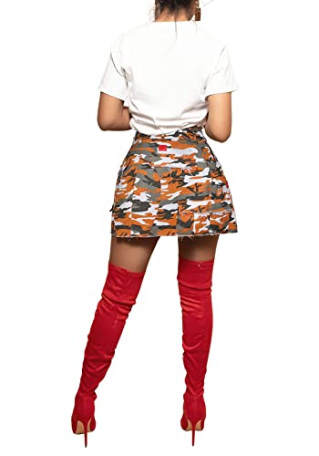 Hotmiss Long Skirts For Women High Waist Slit Camouflage Camo Flowy Zip Maxi A-Line Skirt With Pocket #TOP4