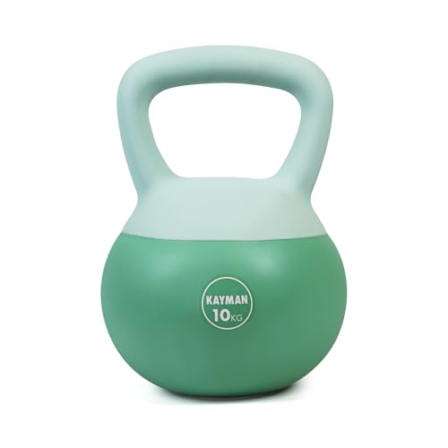 Kayman Pesa rusa suave de 10 kg para gimnasio en casa, peso recubierto de PVC, base plana segura para el suelo, mango ergonómico antideslizante, entrenamiento de fuerza, crossfit, HIIT, entrenamiento