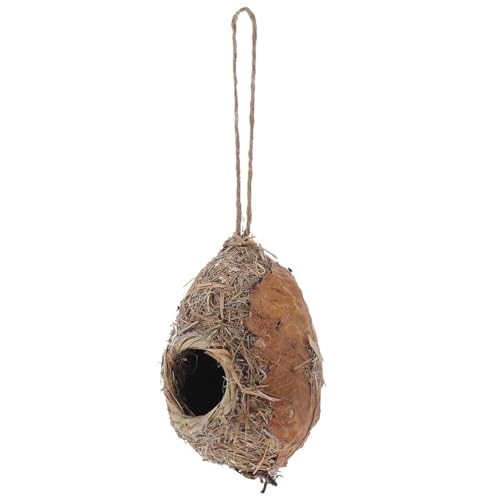 VICASKY Simulated Bird Nest Hanging Birdhouse Shelter for Outdoor Indoor Use Natural Look Handwoven Design Safe Hideaway for Birds 8.26X2.75X2.55 Inches