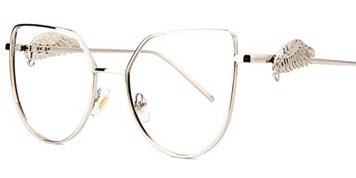 Zeelool Retro Metal Wings Blue Light Blocking Glasses Geometric Eyewear For Women Joshua Fm0161-01 Pearl #TOP2