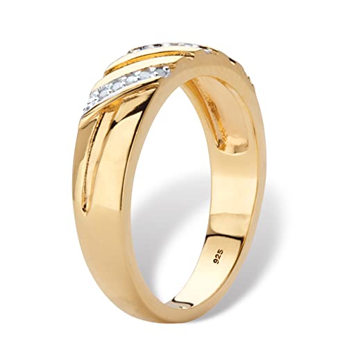 PalmBeach Men's Yellow Gold-plated Sterling Silver Genuine Diamond Accent Diagonal Wedding Band Ring (4.5mm) Sizes 8-132