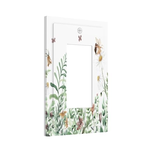 Olive Green Flowers Daisy Floral Fairy Butterfly Decorative Outlet Covers 1 Gang Single Rocker Light Switch Cover Plate Wall Plates GFCI Faceplate for Farmhouse Living Room Decor - Image 4
