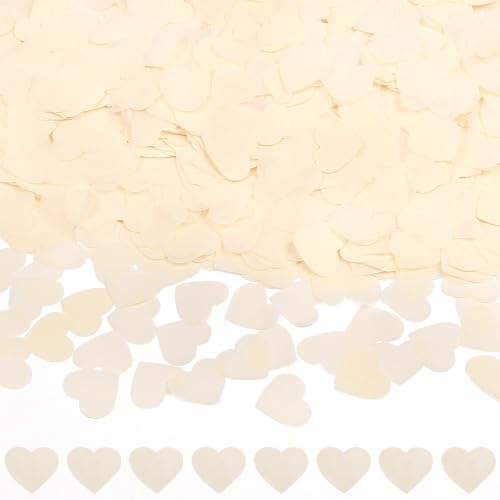 OFFCUP Confettis Mariage, 90g Cœur Confettis Anniversaire, Confetti en Papier pour Fête D'anniversaire, Mariage Décorations Saint-Valentin, Noël et Célébrations pour Femme Homme, Blanc