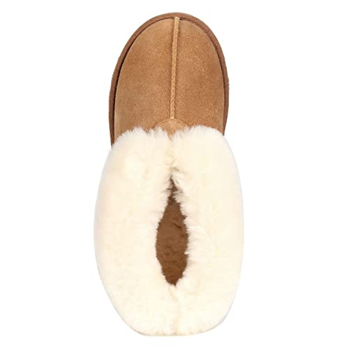 PAMIR Women's Genuine Suede Slipper Boots & House Shoes - Sheepskin Trim, Memory Foam, Indoor/Outdoor Ankle Booties2