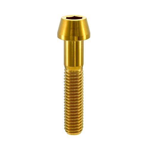 Image of RISON Titanium Bolts Ti Bolt M5*0.8 * 30 Hex Tapered Socket Head 5Pcs Gold Titanium Hex Tapered Head Bolt Screw for Bike stem