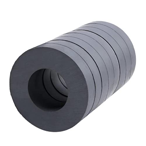 Lot de 8 aimants ronds en ferrite avec trous - 40 x 22 x 8 mm - Aimant rond en forme de donut - Aimants circulaires en céramique pour l'artisanat et le bricolage