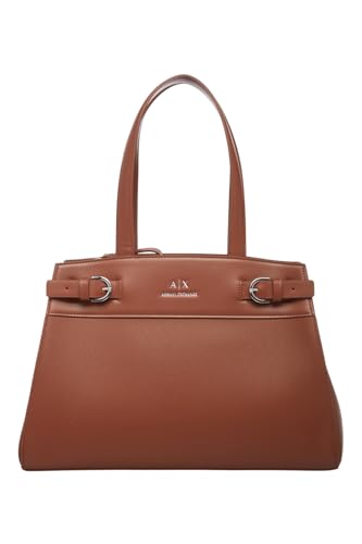 Armani Exchange Women's Essential, Milano 91, Double Bucke Tote L, Light Brown, Ljusbrun