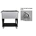 SHAREWIN 80 QT Rolling Cooler Cart Ice Chest for Outdoor Patio Deck Party Portable Party Bar Cold Drink Beverage Cart Tub, Backyard Cooler Trolley on Wheels with Shelf, Bottle Opener Silvery