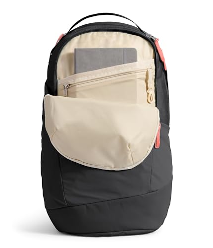 Image of The North Face Women's Isabella 3.0 Backpack | Everyday Travel Bag with 16 inch Laptop Sleeve, Water-Repellent Finish, Women-Specific Fit, TNF Black Light Heather /Burnt Coral Metallic-NPF, One Size