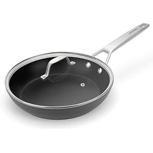 MsMk 12 Inch Nonstick Frying Pan with Lid，Titanium and Ceramic Nonstick skillet with lid, PFOA Free, Non-Toxic, Stay-Cool Handle, Scratch-resistant, Dishwasher Safe, Oven Safe to 700°F