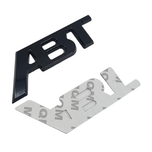 DEVFGTQA 3D Metal Logo ABT Grill Emblem Badge Rear Trunk Decal Sticker Compatible A3 A5 A6 Q5 Q7 Q8 S4 S5 S6 RS3 RS6 Car Accessories(Stiker Glossy Black,81mm x 33mm)
