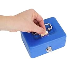 ARREGUI Elegant Steel Cash Box | Money Box | 12.5 cm Wide | Lockable with Key | Blue
