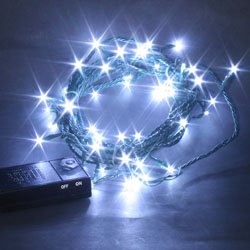 Christmas Direct Indoor Battery Operated Fairy Lights Ice White Green Cable 2m 20 bulbs Multi Function