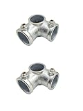 2 Pcs 3 Way L Tube Connector,Galvanized Pipe Fittings, Three Socket Cross Outlet Tee Fit for 1 Inch(25.4 mm) OD Steel Pipe, Structural L Pipe Fitting Connector, Cast Iron