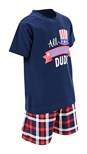 Unique Baby Boys All American Dude Plaid 4Th Of July Shorts Outfit (18M, Blue) #TOP5