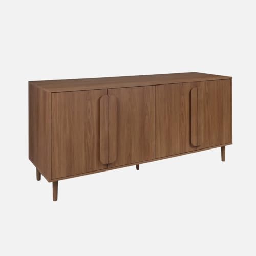 Alice's Garden sweeek-Aparador Vintage con Efecto Madera y 4 Puertas, 160cm, Juliana, Nogal, 160x45x75 cm