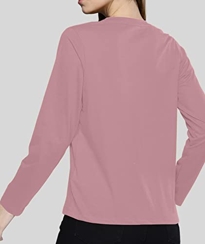 Image of Premium Plain Women V Neck Full Sleeves Cotton Tshirt. Festive,Offer,Discount,Sale,Limited Edition, Trending Tees and Tshirts.