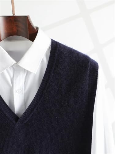 Men’s Wool Sweater Vest V-Neck Pullover Striped Sleeveless Basic Thick Knitwear Casual Waistcoat4