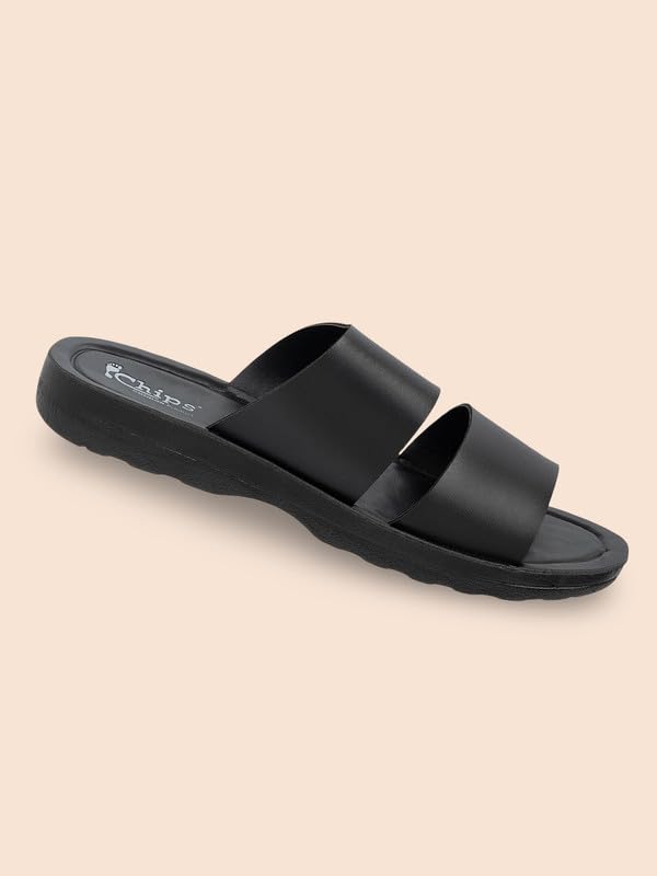 Image of Chips Men's BLACK Lightweight Slip-on Sandal Casual (ND44)