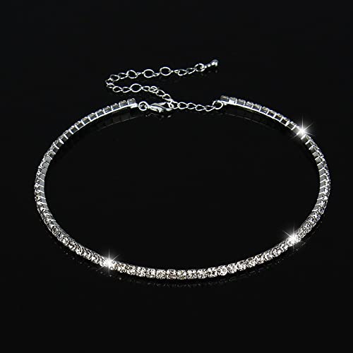 Collier de diamant d'imitation en cristal à 1 rangée pour femmes élégantes