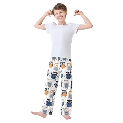 Owl Long Pajama Pants Elastic Waist PJ Bottoms with Pockets S A1103673