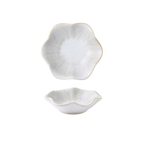 TBLOTYD Salad Plate Lotus Leaf Shaped Ceramics Seasoning Dishes Japanese Style Sauce Dish Ketchup Saucer Vinegar Spice Soy Sushi Seasoning Dipping Bowls Plate,Wh-4.94o,Wh-4.94oz