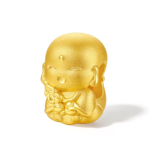 24K Solid Gold Bracelets Real Gold Buddha Charm Link Bracelet Dainty Jewelry for Women Mom Wife Daughter Birthday 6.9/7.5" A16146552