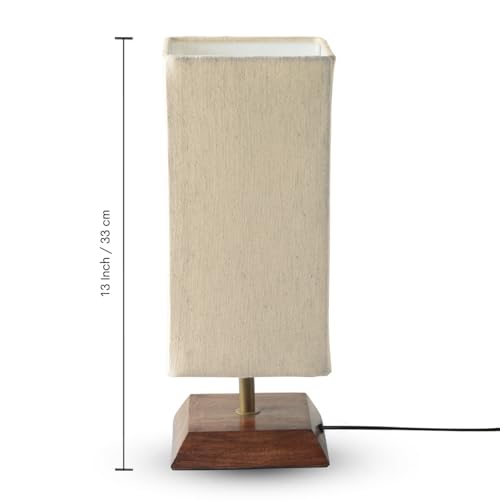 Image of ExclusiveLane 'Aura Light' Mango Wooden Table Lamp for Bedroom Living Room Home Decoration & Bedside Lamp Bed Lamps for Side Table Side Lamp for Bed Room (33 Cm, Without Bulb, Handcrafted)