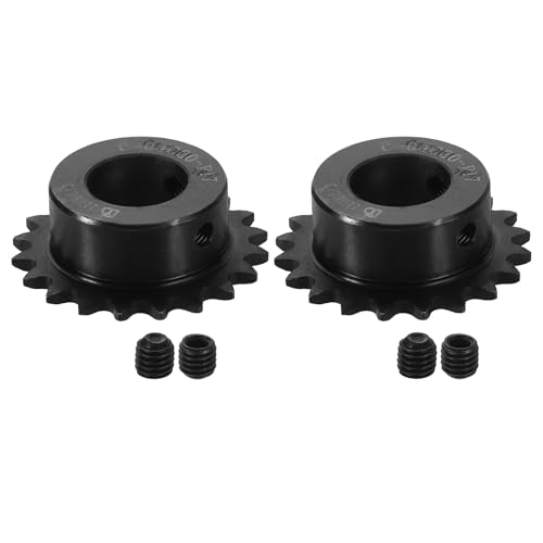 uxcell 2 Pcs #25 Chain Roller Sprocket 17mm Bore, 20 Tooth C45 Carbon Steel ANSI #25 Roller Sprocket Round Hole with Set Screws for ISO 04C Chain