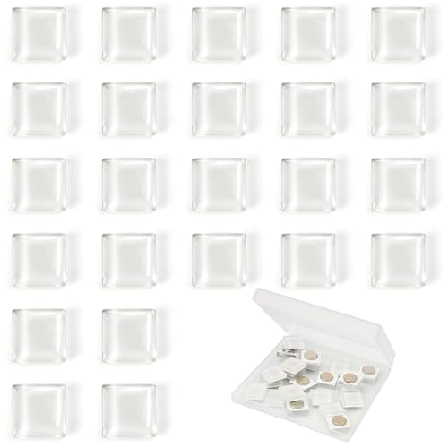 24 Piezas Imanes Decorativos de Vidrio Blanco