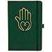 Loveria Notizbuch Yoga A5-192 Seiten, Lineatur Gepunket, inkl 2 Lesezeichen, Stiftehalter, 3 Papierklammern | Buch Meditation, hochwertiges Papier 120 GSM, 5mm Dotted, Gr&uuml;n