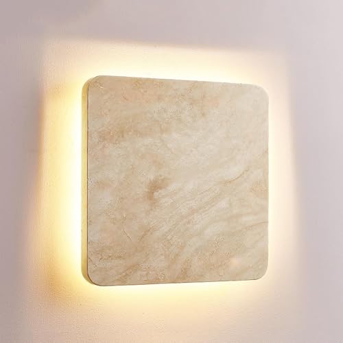Applique murale LED en pierre naturelle - Luminaire extérieur luxe au design carré moderne