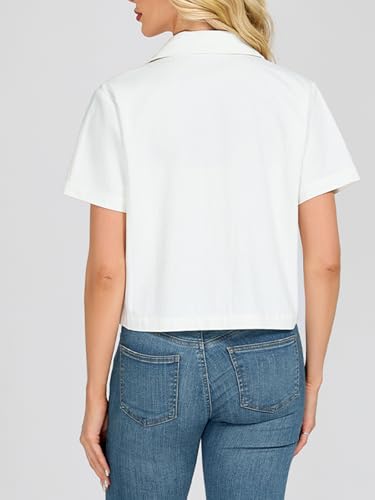 LifeShe Cropped Jean Jacket for Women Colored Short Sleeve Denim Jackets Summer Light Trucker Coat2