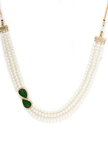 Image of Karatcart Pink Stone Studded Pearl Kundan Necklace Set for Women