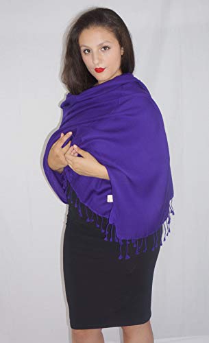 Solid Pashmina Shawl, Scarf, Wrap & Stole (Large size) Purple4
