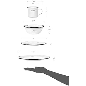 Redco16pieceenamelwaremetaldinnerwaresetfor4distressedwhiteblackrim Urban Country Home Decor Red co 16 piece enamelware metal dinnerware set for 4 distressed whiteblack rim urban country home decor