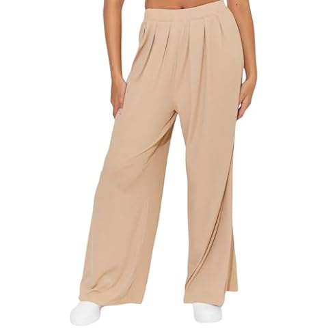 UNIQUE 21 Women's Casual Solid Elastic Waist Wide Leg Palazzo Pants Loose Lounge Trousers Cover