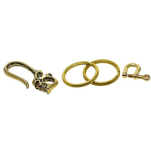 Preisvergleich Produktbild dailymall Massivem Messing U Haken Schlüsselschlaufe Taschenclip Mit Ring, Einfachen Stil Schädel Auto Schlüsselbund Verschluss Für Männer Frauen