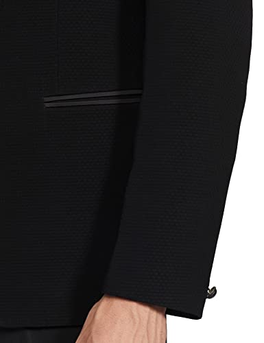 Image of Ethnix Men's Polyester Black Basket Weave Suit with Shirt Blazer