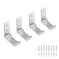 ERWEY Coat Hooks Folding, 4Pcs Foldable Hooks for Hanging Coat, Aluminum Alloy Wall Hooks, Wall Mounted Coat Rack for Hanging Bags, Hat, Towel, Keys, Silver