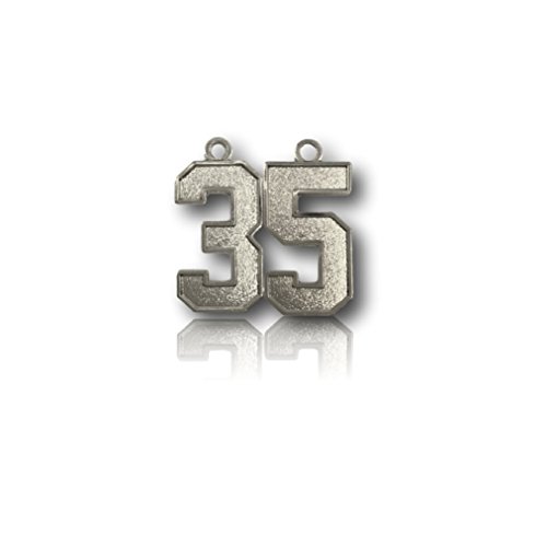 Number 35 Silver Plated Jersey Style Sports Necklace Charm Pendant (0.8