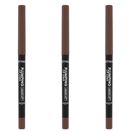 Catrice Plumping Lip Liner 170 Chocolate Lover - Lápiz labial de larga duración, acabado mate, vegano, 3 unidades de 0,35 g
