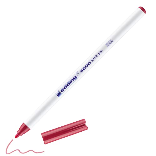 edding 4600 Textilstift - karmin-rot - 1 Stift - Rundspitze 1 mm - Textilstifte waschmaschinenfest (60 °C) zum Stoff bemalen - Stoffmalstift
