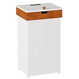 Function Home Trash Can Cabinet, 13 Gallon Kitchen Garbage Can with Deodorizing Function, Dog Proof Trash Can, Wooden Recycling Trash Bin Cabinet with Lid for Home Kitchen Bathroom, White Honey