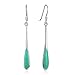 925 Sterling Silver Blue Turquoise Stone Inlay Elegant Long Teardrop Hook Women Earrings 1.85"