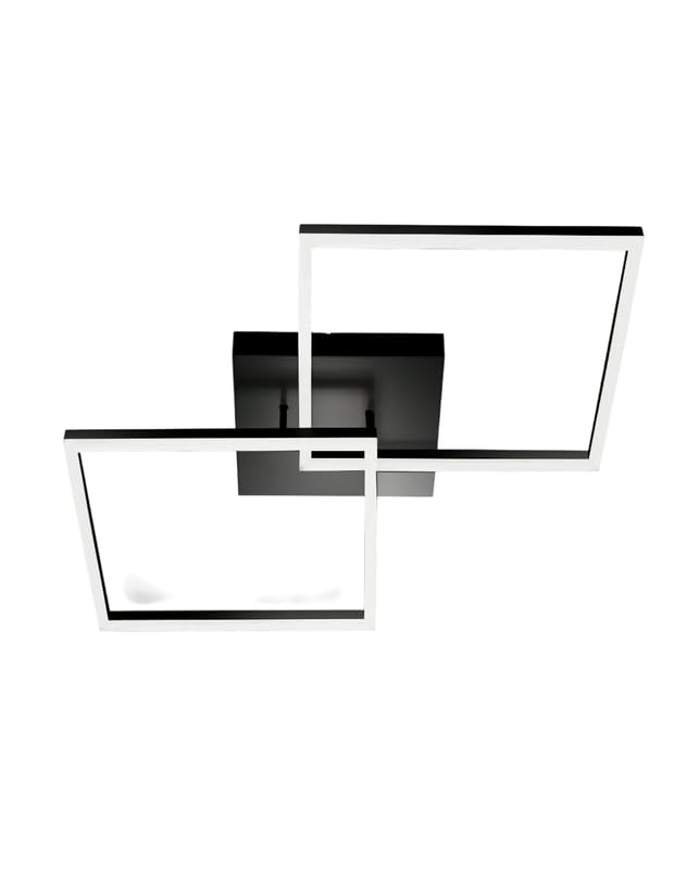 Plafonnier LED moderne Bard Fabas Luce noir 52W luminaire de plafond de salon design géométrique