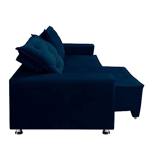 Sofá Retrátil e Reclinável 2 lugares Bariloche Veludo Azul Speciale Home