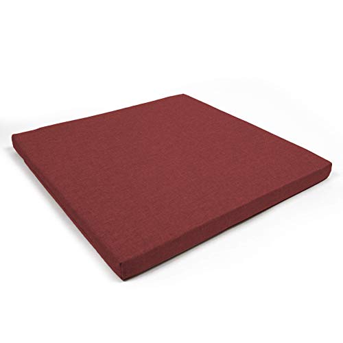 Arketicom Juego de 4 cojines de asiento hechos a mano para sillas, cuadrado, mezcla de algodón y poliéster en diferentes colores y tamaños, personalizable, 35 x 35 cm, burdeos